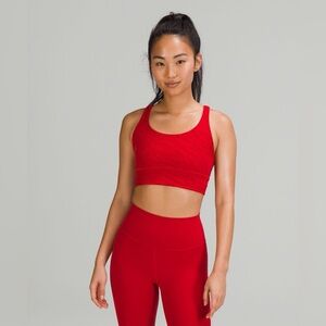Lululemon Energy Longline Bra Ribbed Luxtreme *Medium Support, B–D Cups Red- 10